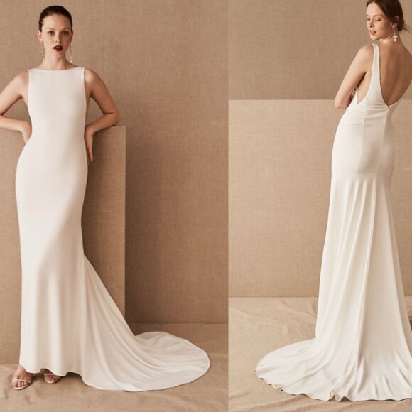 Anthropologie Dresses & Skirts - Watters Hyde Bateau-Neck Low-Back Trumpet Wedding Gown